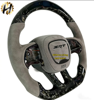 Volante Deportivo de Carreras HZ Dodge Personalizado con Bordado de Fibra de Carbono y Cuero, Estilo Deportivo de 4 Radios y 40 mm de Diámetro para Charger Challenger