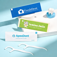 Fil dentaire personnalisé avec logo, emballé individuellement, bâtonnets de fil dentaire plats pour hôtels, restaurants, usage domestique