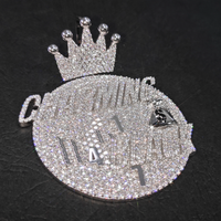 Pendentif personnalisé Hip Hop en argent, serti de moissanite couleur GRA D, motif couronne et sac d'argent, pour chaînes cubaines, passe le test du diamant