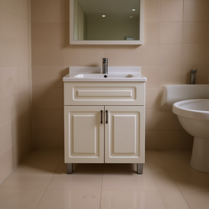 Elite Bathroom Cabinet 600x460x850mm With Ceramic Basin Traditional Style Floor Standing Ivory White - Product Image 2