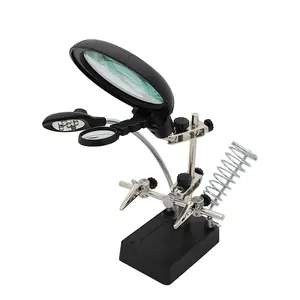 Professional 2.5x 7.5x 10x Magnifier with Led Alligator Auxiliary Fixture Holder Helping Hand Soldering Magnifying Glass