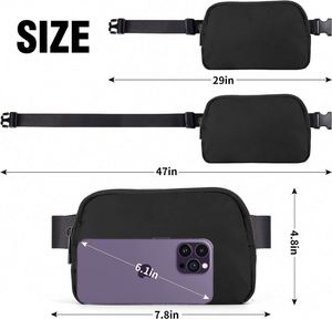 Mini sac banane noir étanche avec sangle réglable pour le voyage, la course, la randonnée et le cyclisme - Product Image 4