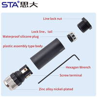 Conector Circular M8 de Plástico Recto con Rosca, Enchufe Impermeable IP67, Arnés Macho-Hembra de 3 y 4 Pines, Sensor de Codificación A para Crimpado