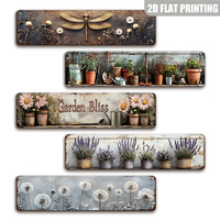 Letreros de Metal con Diseño de Lavanda, Estilo Rústico Vintage, Decoración de Pared para Macetas, Ideal para el Porche