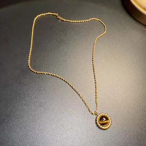 Pháp thanh lịch Tiger của mắt Vòng cổ lãng mạn mạ vàng hợp kim bóng với ngọc trai và Zircon cho bên áo len chuỗi - Product Image 3