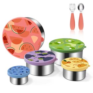 Custom logo Portable 304 Food Storage Containers with silicone Lids stainless steel and silicone lunch box