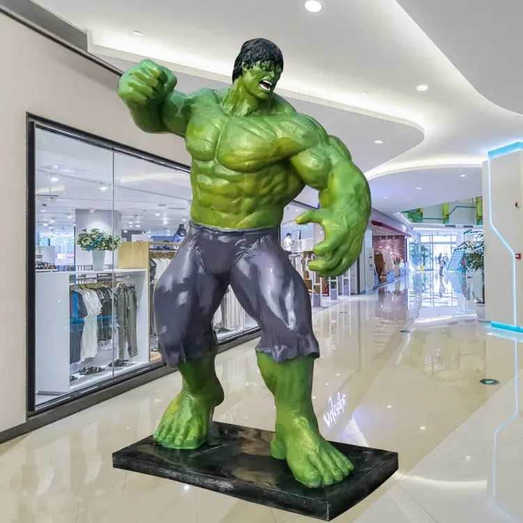 Estatueta de escultura de marvel grande, moderna, fibra de vidro, incrível, hulk