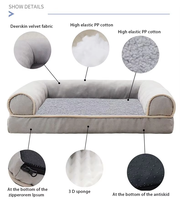 Kingtale Modernes Modisches Haustiersofa, orthopädisches Hundebett mit abnehmbarem, wasserdichtem Wollbezug, einfarbig, waschbar
