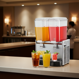 Distributeur de boissons commercial en acier inoxydable de 20,4 Qt, 590W, à double robinet, pour thé glacé et jus, avec thermostat, pour comptoir - Product Image 2