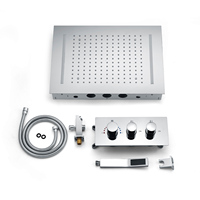 Système de robinets mitigeurs thermostatiques de douche, à monter au plafond, LED, pour salle de bains, avec pomme effet pluie encastré, 360x500mm, 2 voies
