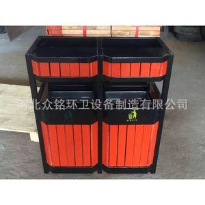 ถังขยะรีไซเคิลเหล็กและไม้สำหรับกลางแจ้ง ขนาด 90x40x100 มม. สำหรับสวนและพื้นที่ชมวิว - Product Image 2