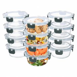 New Design Ribbed Microwavable Pressed <b>Glass</b> Food Container Lunch <b>Boxes</b> with Leak-Proof Lids Freezer Safe - Product Image 1