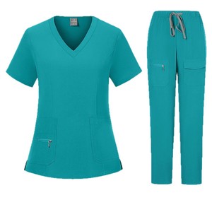 Nurse Scrub Set Women V Neck Short Sleeve Uniform With Pockets Moisture Wicking Hospital Work Clothes Split Set Size S XXL - Product Image 5