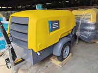 Compresseur d'air à vis diesel portable Atlas Copco 185cfm, petit compresseur rotatif pour le forage de roche