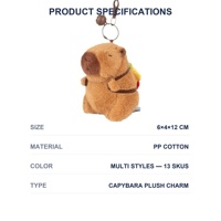 YIMENG Porte-clés personnalisable en peluche Capybara, pendentif animal en peluche doux, rembourré en coton PP, breloque de sac mignonne et kawaii, mini jouet câlin
