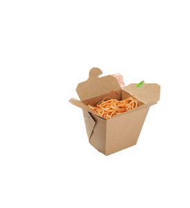 Genmar Disposable Kraft Paper Food <b>Containers</b> with Handle Embossing Printing for Pasta & Noodle <b>Takeaway</b> - Product Image 1