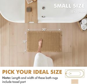 Tapis de sol de salle de bain antidérapant en tissu gaufré thermocollé, design à pompons, absorbant l'eau, pour l'entrée de la douche - Product Image 2