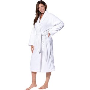 เสื้อคลุมเทอร์รี่สำหรับผู้หญิง ผ้าฝ้ายตุรกี 100% สไตล์กิโมโน สีขาว กำมะหยี่ ไซส์ XX-Large เสื้อคลุมอาบน้ำเนื้อนุ่ม - Product Image 2