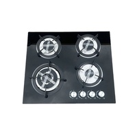 Table de cuisson à gaz encastrable 4 brûleurs, panneau en verre trempé noir, cuisinière à gaz domestique 4 feux pour cuisine