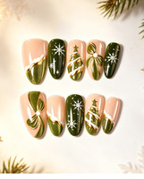 Nouveaux autocollants pour ongles en relief vert émeraude œil de chat, flocon de neige, sapin et feuille d'or, pour la saison de Noël, vente en gros