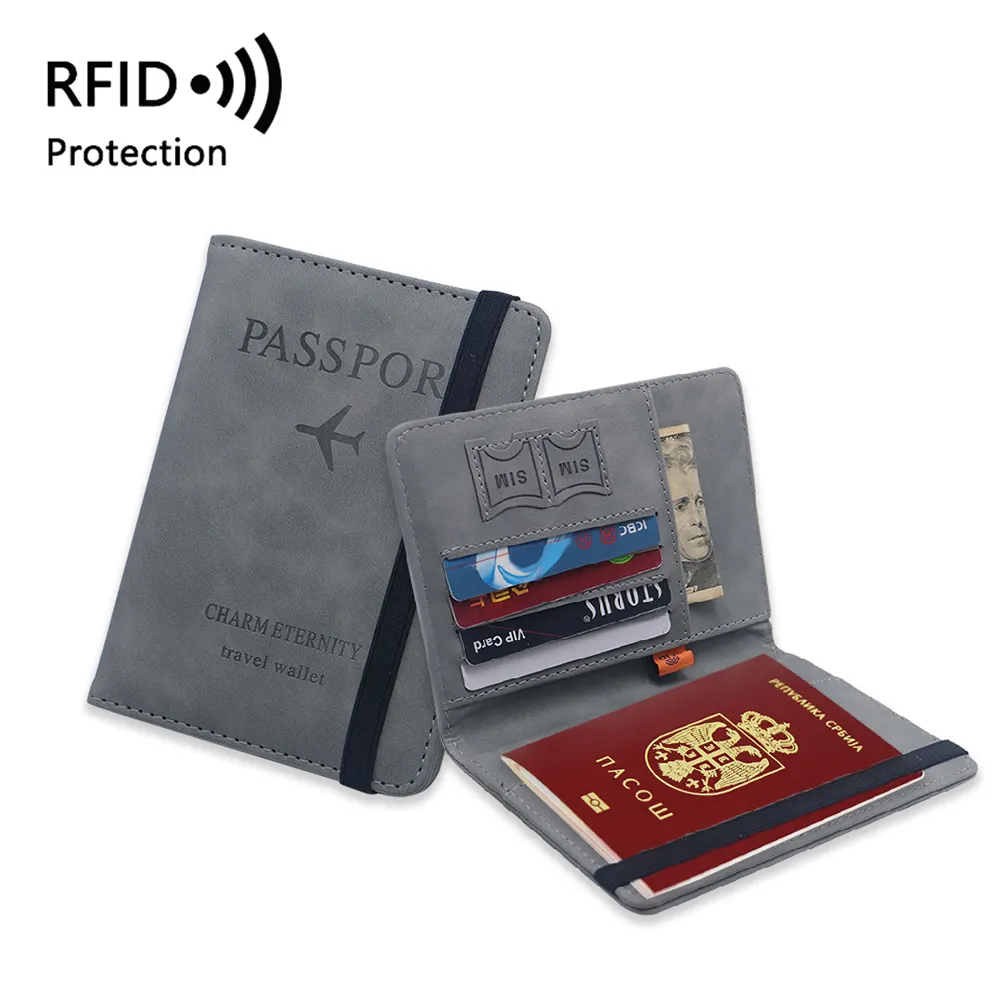 RFID 차단 여행 지갑 카드 커버 신용 카드 탑승 패스 노트 여행 문서 주최자 여권 홀더