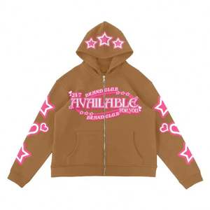 Veste zippée personnalisée, jogging streetwear, sweat à capuche pour homme, logo personnalisé ODM, sweats à capuche hip hop épais avec broderie 3D pour l'automne - Product Image 4