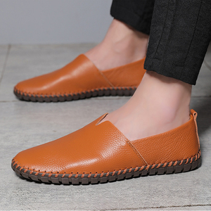 Chaussures décontractées à enfiler en cuir pour hommes, couleur unie, respirantes, imperméables, à semelle souple, antidérapantes et résistantes à l'usure, plates - Product Image 3