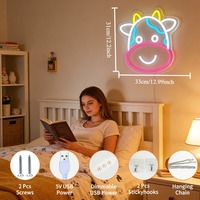 Neonawall En gros Enseigne néon Vache Arc-en-ciel IP65 USB LED Décoration murale Ambiance mignonne Accessoire photo pour Chambre, Pâtisserie, Cadeau pour enfants