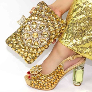 AB7842 2019 Großhandel High Heels Schuhe und Tasche passen Frauen für Abend party italienische Damenschuhe Low Heels - Product Image 4
