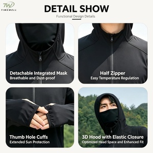 Sudadera de Pesca con Protección Solar UPF50, Cubre Rostro Desmontable, Camiseta Transpirable y Refrescante con Protección UV para <span class=keywords><strong>Hombre</strong></span>, Pesca, Senderismo, Personalizada - Product Image 4