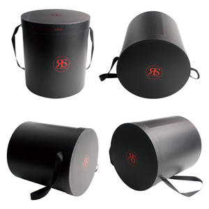 Cajas de flores redondas con asa de cuero personalizada para arreglo de flores, ramos de flores, regalo, moda portátil, diseño Unisex reciclable - Product Image 6