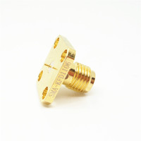 Conector RF de latón chapado en oro hembra SMA directo de fábrica con impedancia de 50Ω hasta 18Ghz y brida en varias formas