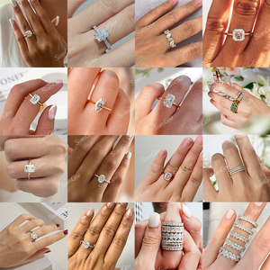 Bague de fiançailles et de mariage Starsgem personnalisée en or 9K 10K 14K 18K avec diamant ovale de laboratoire, style vintage et colonne romantique - Product Image 5