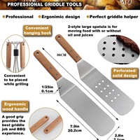 Ensemble de spatules en acier inoxydable pour Teppanyaki, kit d'outils de barbecue, spatule à steak, grattoir, spatules de cuisine, 8 pièces, antiadhésives, résistantes à la chaleur