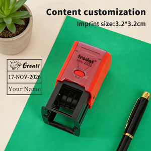 Timbro Autoinchiostrante Personalizzato con Data e Testo (Anno, Mese, Giorno Regolabili) Testo Personalizzato in Plastica Disponibile in Diversi <span class=keywords><strong>Colori</strong></span> - Product Image 1