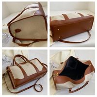Échantillon Gratuit Sac de Voyage Vintage en Toile pour Femme avec Logo Personnalisé, Sac Fourre-tout de Sport à Fermeture Éclair, Sac à Main Tendance avec Lettres