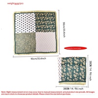 Syal Persegi Sutra Imitasi Wanita 90Cm Syal Satin Cetak Tambal Sulam Paisley Polka Dot Syal Kepala Modis Selendang Leher Pakaian Sehari-hari