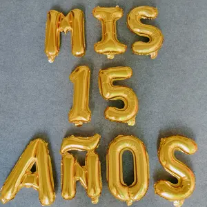 16inch Spanish Foil Banner Bunting Letter Balloons Mis 15 Anos for 15th birthday balloon Party decoration Globos Ballon Decors