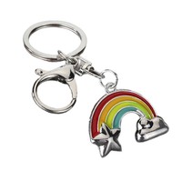 Porte-clés en métal émaillé motif dessin animé Arc-en-ciel Étoile Nuage, couleur or et argent, pendentif de sac, cadeau souvenir tendance
