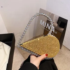 Summer Fashion Women Evening Bags 2024 Heart Shape Rhinestone Young Lady Small Clutch Ladies Designer Luxury Purses For Party