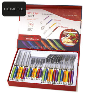 Ensemble de couverts <span class=keywords><strong>Laguiole</strong></span> en acier inoxydable durable au design moderne, 24 pièces, avec manche en ABS coloré, outil de table en métal durable, ensemble cadeau - Product Image 1