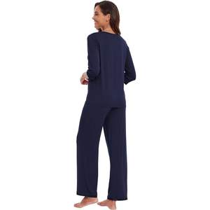 Vente en gros de pyjamas pour femmes à manches 3/4, ensemble de vêtements de nuit en viscose de bambou doux, pantalon de pyjama, tailles S-XXL - Product Image 4