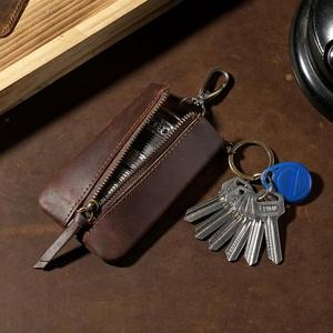 Étui à clés de voiture en cuir véritable de style rétro Crazy Horse de haute qualité, porte-clés portable unisexe - Product Image 3
