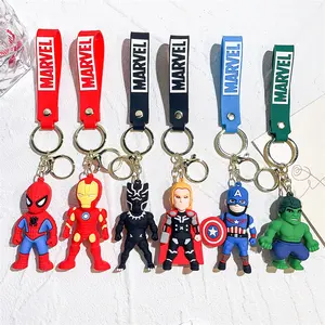 Hot Sale Popular 3D PVC Pendant Key Ring Cute Cartoon Super Hero Marvels Anime Silicone Keychains Toy For Kids And Collectors