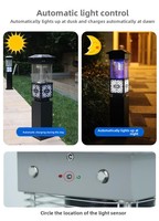 Lampe anti-moustiques solaire à LED, prix usine, IP33, panneau monocristallin 5W, 4500mAh, 800mm de hauteur, piège à insectes B2B