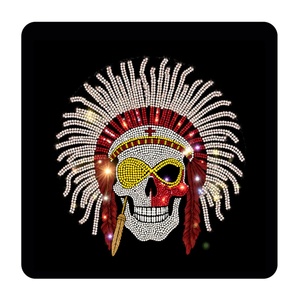 Transferts thermocollants Prêts à poser pour vêtements, motif Tête de <span class=keywords><strong>chef</strong></span> indien avec strass en cristal - Product Image 2