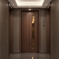 Porte intérieure moderne en PVC MDF noyer foncé avec bande de verre verticale minimaliste pour hôtel et bureau (vente en gros)