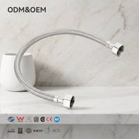 Tuyau d'eau tressé en acier inoxydable 304 anti-corrosion, tuyau de plomberie de cuisine, tuyau flexible tressé