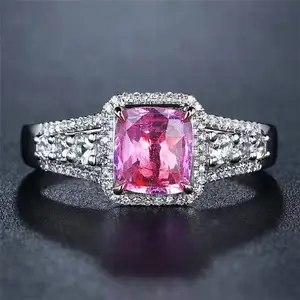 vintage classic gemstone jewelry ring model 18k gold Africa diamond white sapphire 1.3ct natural pink sapphire ring for women