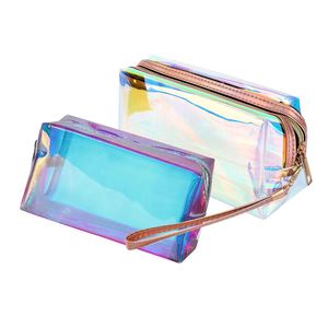 Fashionable Design Holographic Pvc <b>Makeup</b> Cosmetic Plastic Material <b>Transparent</b> Laser Make up <b>Bag</b> With Zipper - Product Image 1